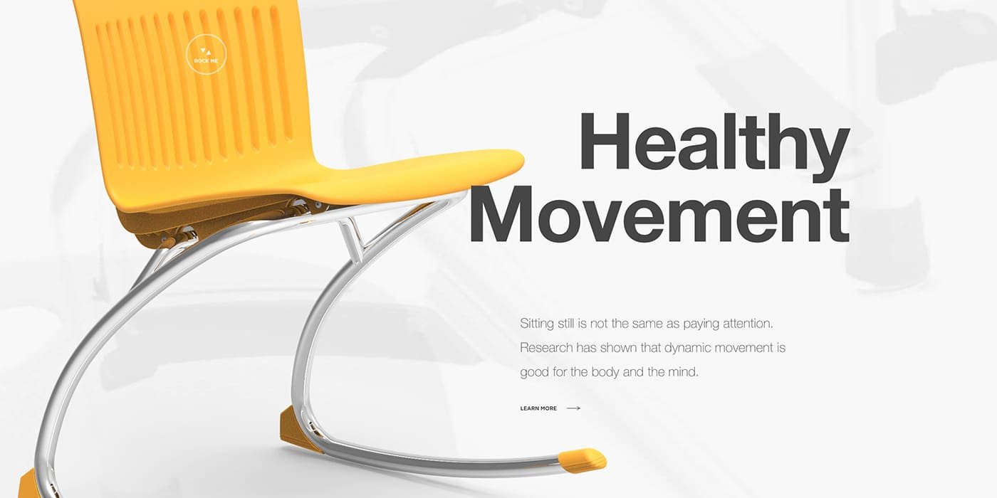 Virco Promo Text with Yellow Chair to the left