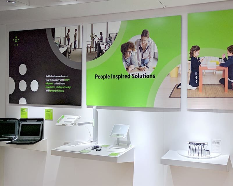 Belkin promo banners behind products