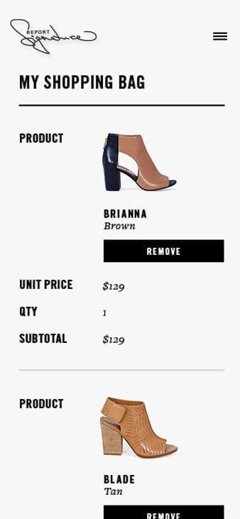 mobile cart showing high heels being purchased