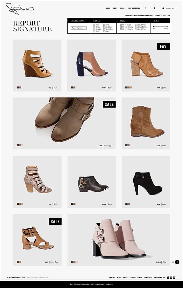catalog of shoes for browsing