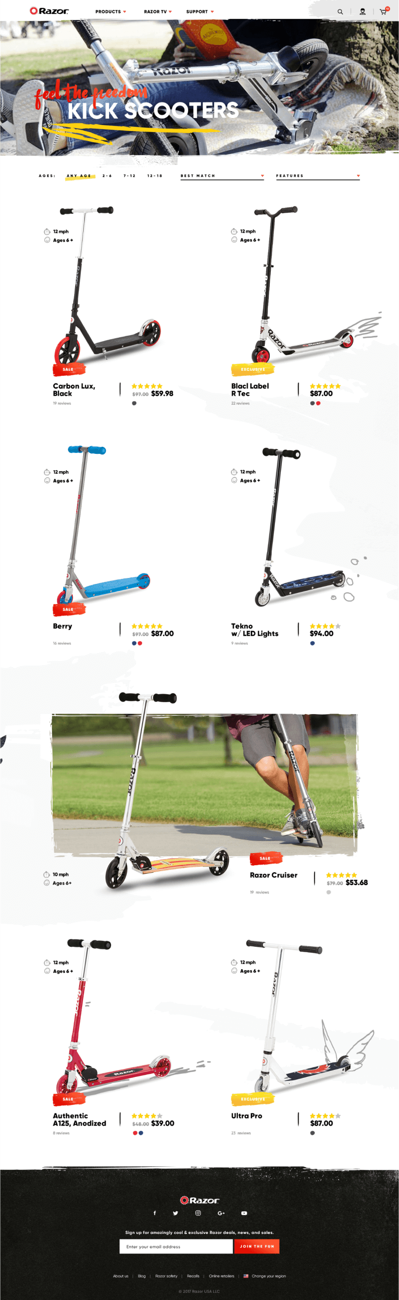 Razor Product Listing Page Design