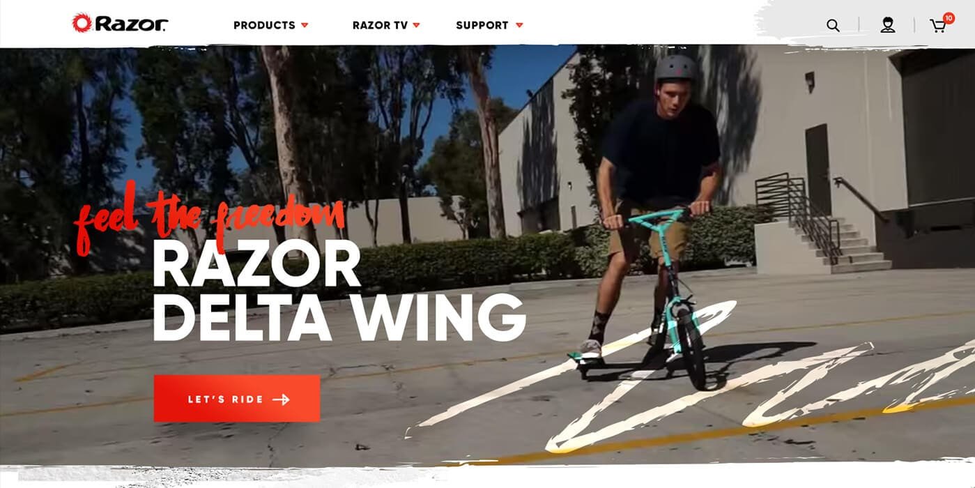 Homepage hero showing scooter and cta
