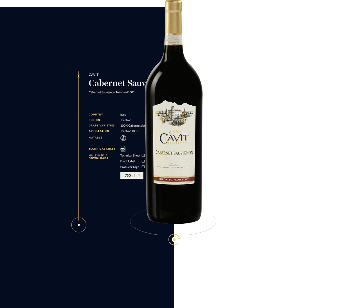 A bottle of wine with description