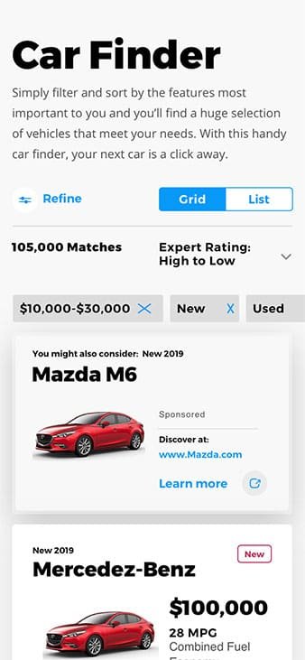 Kelley Blue Book Car Finder Mobile Design
