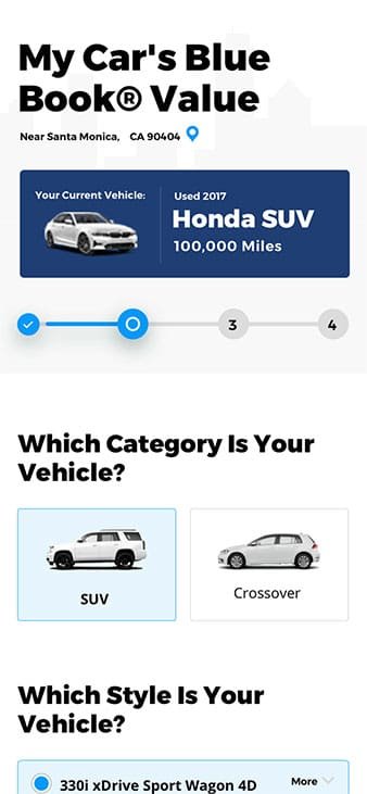 Kelley Blue Book Mobile Value Estimator Design