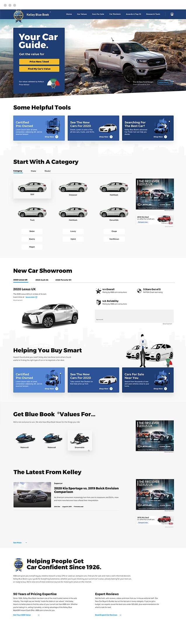 Kelley Blue Book homepage design