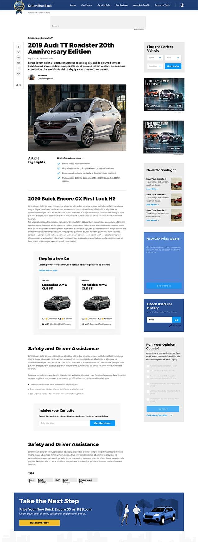 Kelley Blue Book inner page design