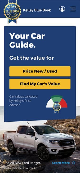 Kelley Blue Book Homepage Mobile Design