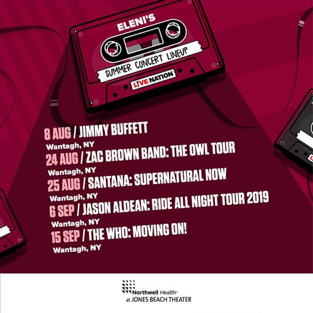 Live Nation Calendar Design with music tape and dates listed with artists