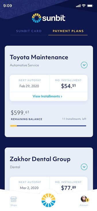 Sunbit Payment Plans Mobile Design