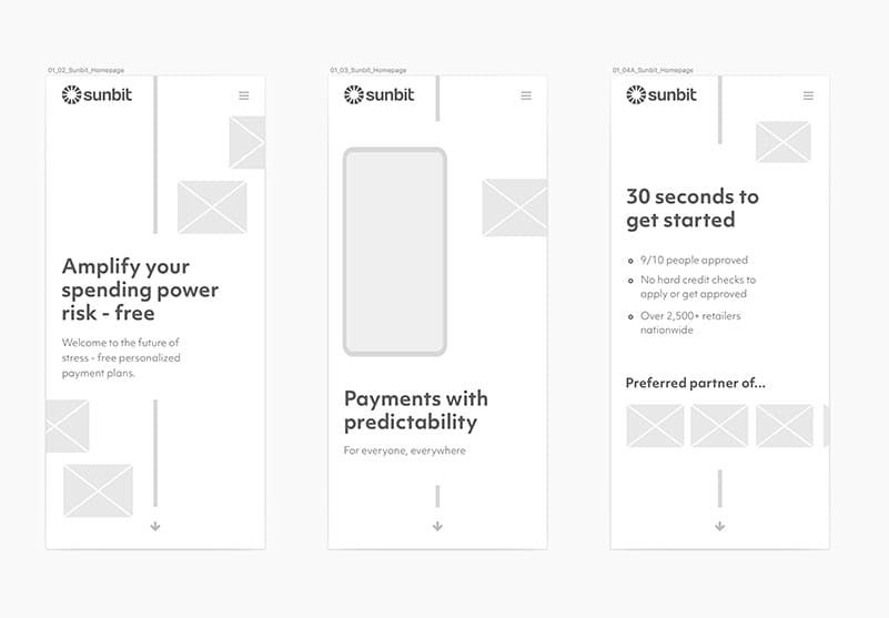 Sunbit Strategy Mobile Wireframes