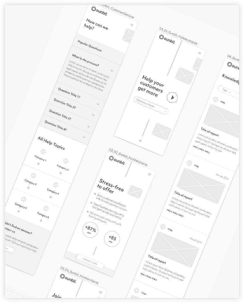 Sunbit Strategy Mobile Wireframes