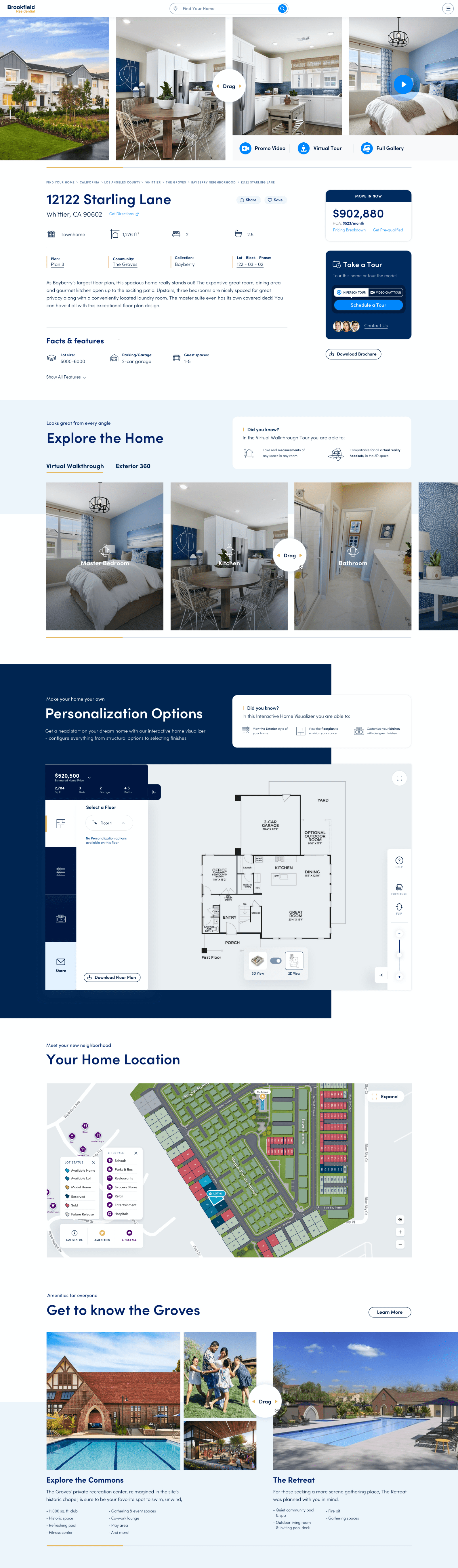 Brookfield Residential Community Page Design