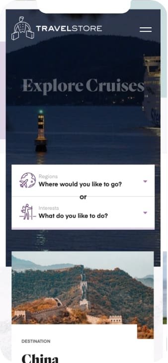 TravelStore Website Mobile Design Example