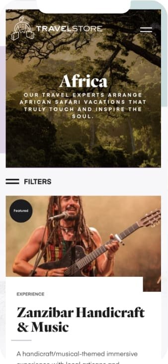 TravelStore Website Mobile Design Example