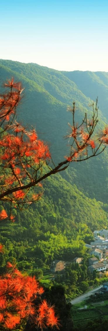 Nature with Green Slopes and Bright Sky